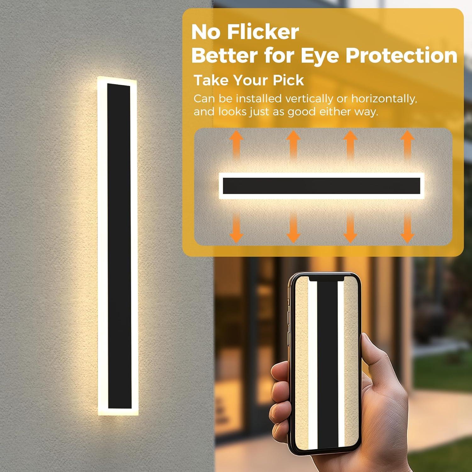imageL LOHAS LED 354inch Long LED Modern Outdoor Wall Light Black Rectangular Outdoor Wall Lights Exterior 3000K Warm White IP65 Waterproof Wall Mount Lighting Fixture for Garage Doorway Porch PatioBlack