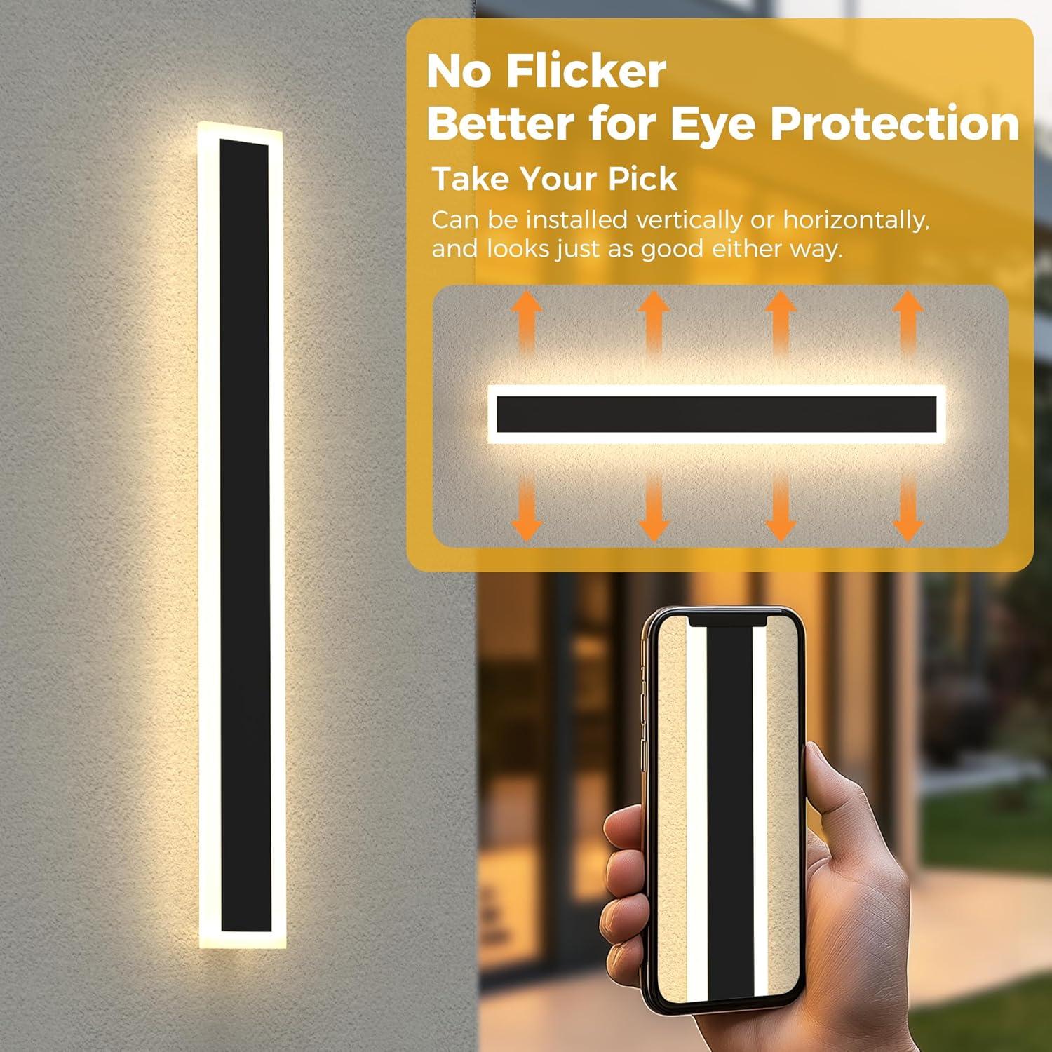 imageL LOHAS LED 354inch Long LED Modern Outdoor Wall Light Black Rectangular Outdoor Wall Lights Exterior 3000K Warm White IP65 Waterproof Wall Mount Lighting Fixture for Garage Doorway Porch PatioBlack