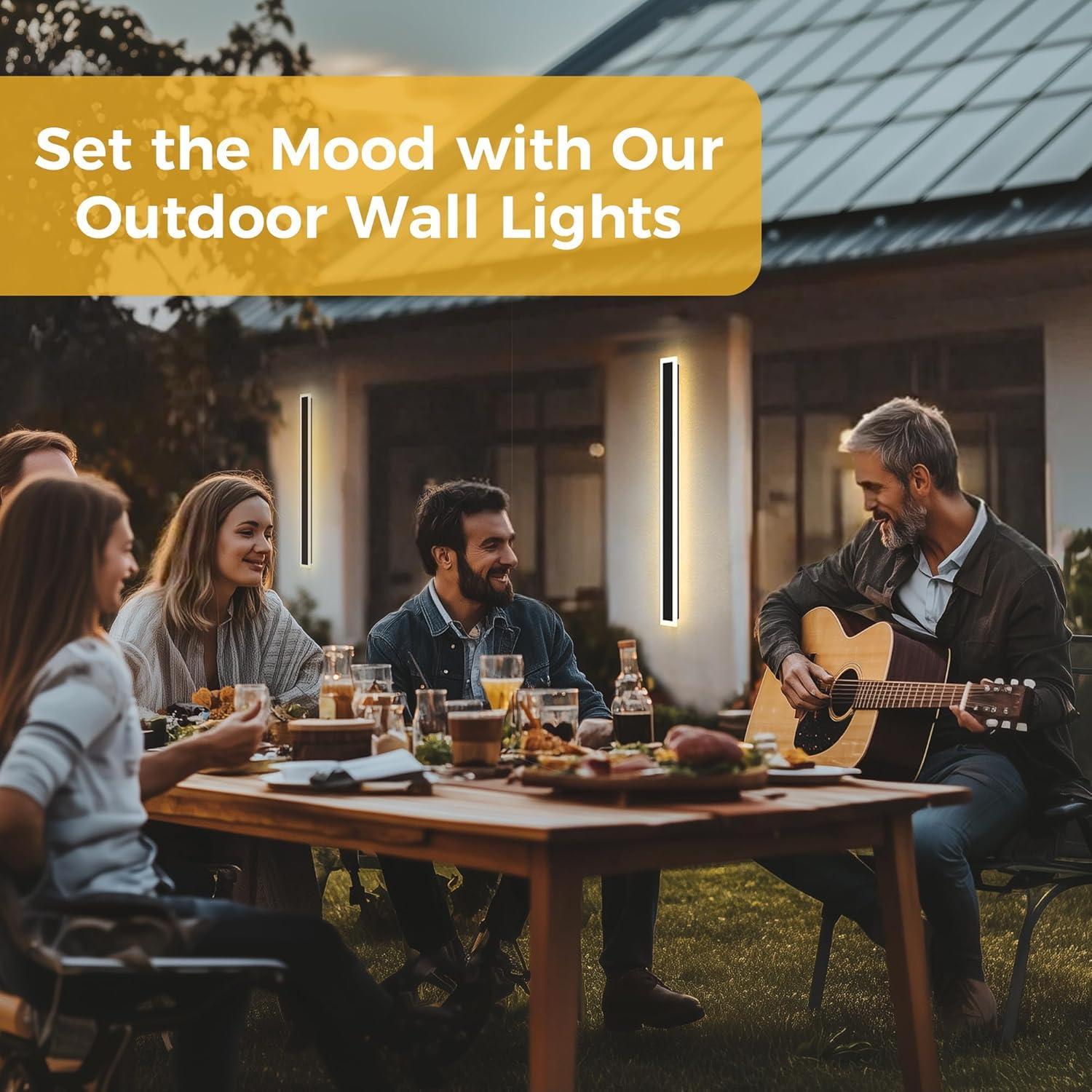 imageL LOHAS LED 354inch Long LED Modern Outdoor Wall Light Black Rectangular Outdoor Wall Lights Exterior 3000K Warm White IP65 Waterproof Wall Mount Lighting Fixture for Garage Doorway Porch PatioBlack
