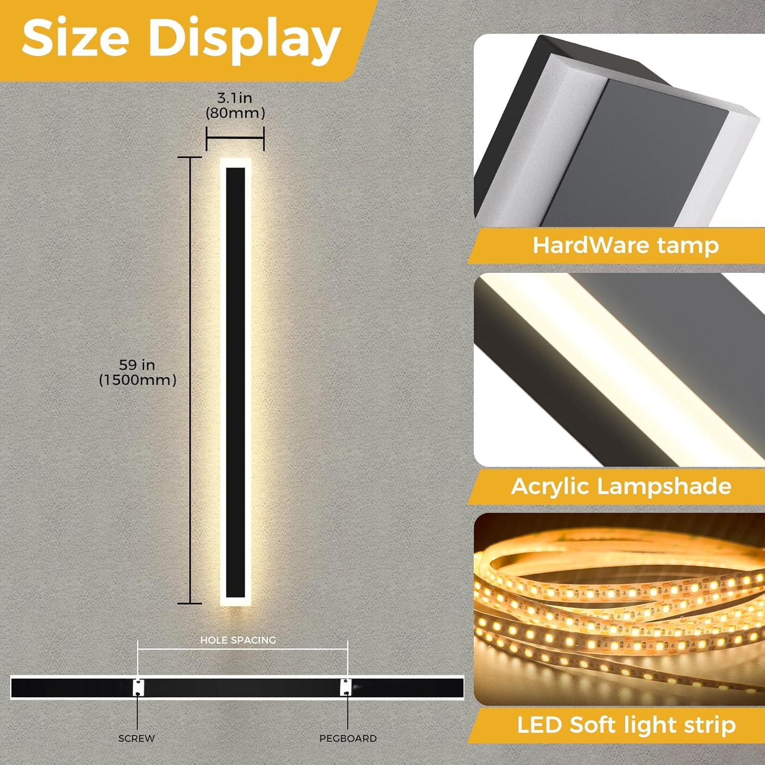 imageL LOHAS LED 354inch Long LED Modern Outdoor Wall Light Black Rectangular Outdoor Wall Lights Exterior 3000K Warm White IP65 Waterproof Wall Mount Lighting Fixture for Garage Doorway Porch PatioBlack