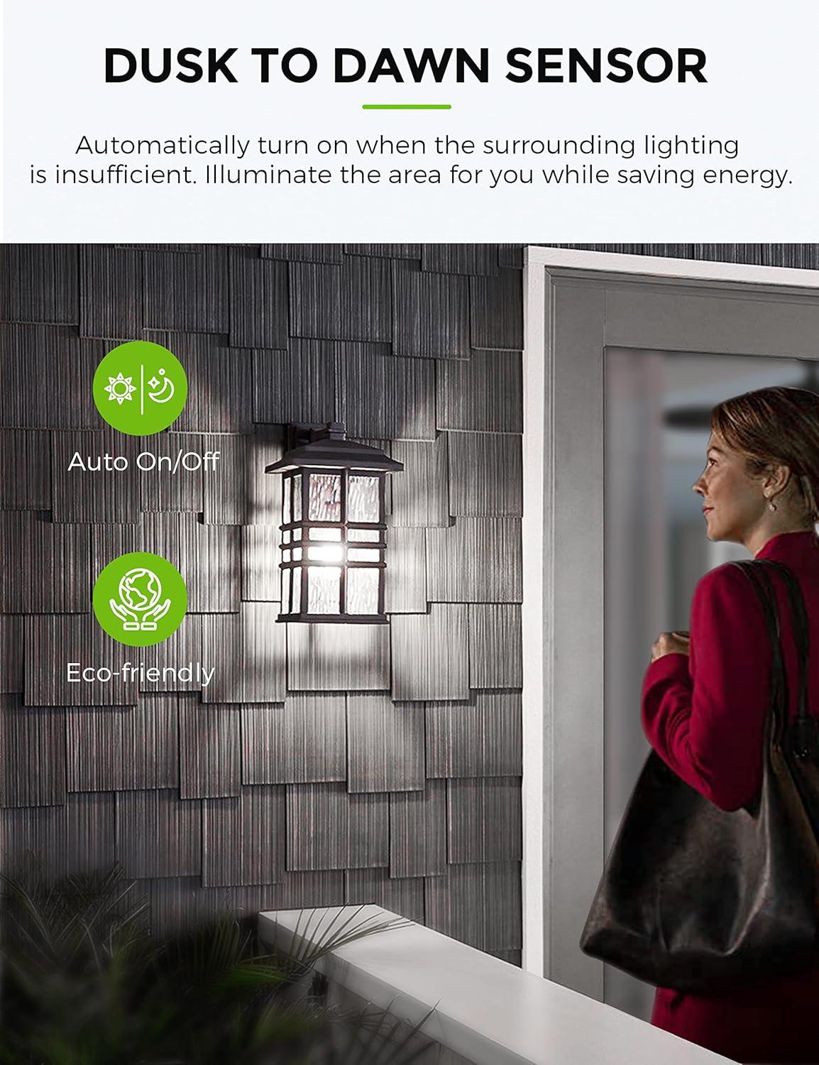 imageL LOHAS LED Dusk to Dawn Light Bulbs E26 Bulb Automatic OnOff Outdoor Light Bulbs Daylight Lightbulbs 12W A19 Led Bulbs 5000K 1100LM 100W Equivalent Lightbulbs Porch Garage Garden Patio 2 Pack