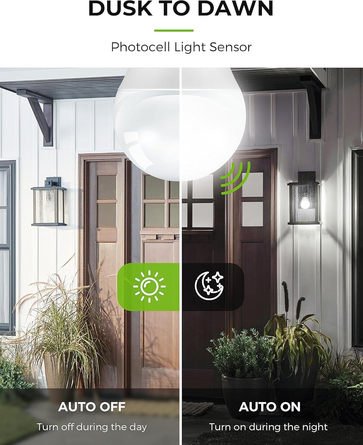 imageL LOHAS LED Dusk to Dawn Light Bulbs E26 Bulb Automatic OnOff Outdoor Light Bulbs Daylight Lightbulbs 12W A19 Led Bulbs 5000K 1100LM 100W Equivalent Lightbulbs Porch Garage Garden Patio 2 Pack