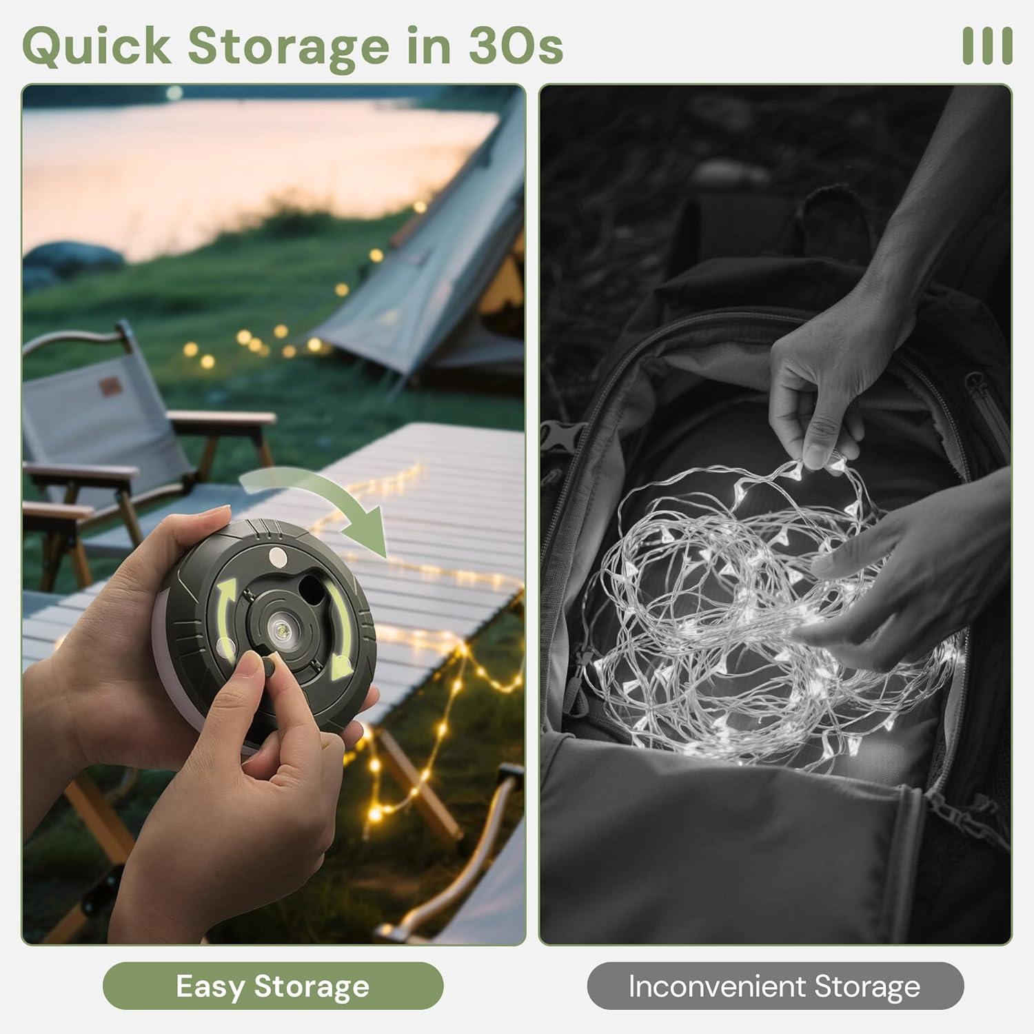 imageL LOHAS LED Upgraded Camping String Lights 4 in 1 Quick Recovery Waterproof Camping Lights 328FT with 8 Lighting Modes Camping Essentials for Yard Tent Hiking Patio and Holiday Decoration