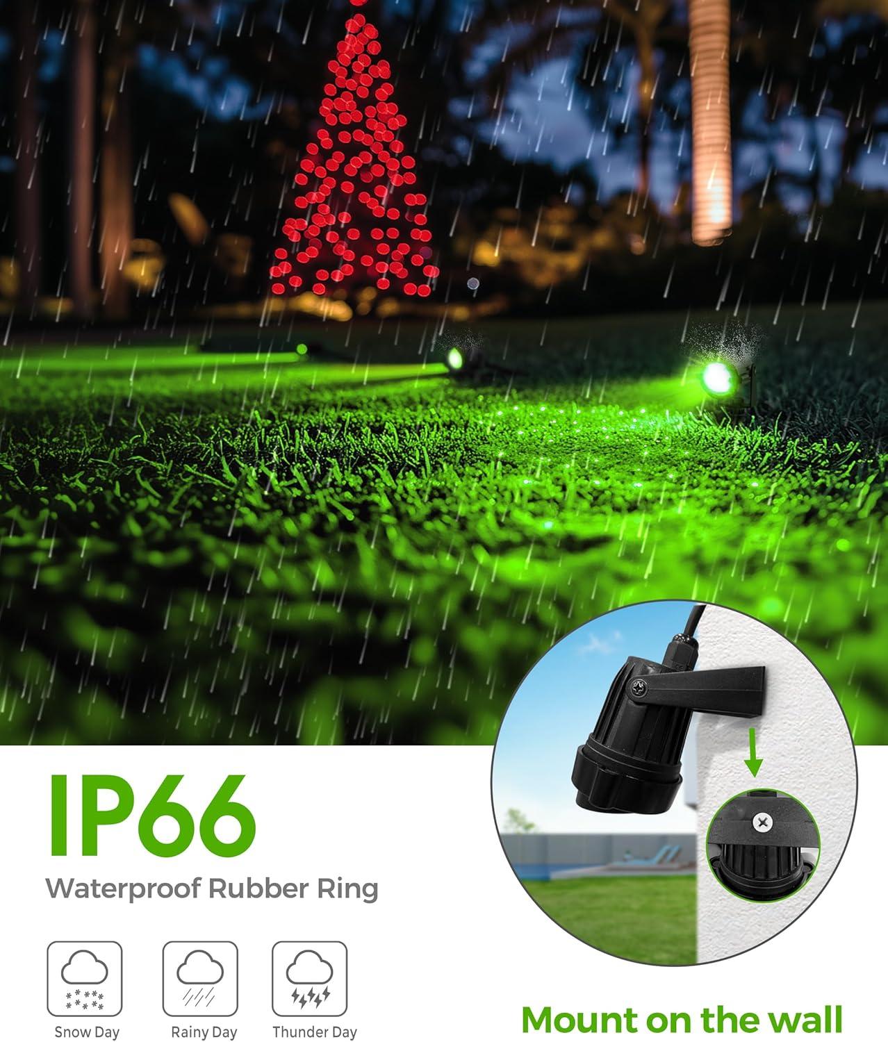 imageLOHAS Landscape Red Green Christmas Spot Lights Outdoor 10W Dusk to Dawn Sensor LED Spotlights for Yard IP66 Waterproof Garden Outside Lights 984ft Cord Red Lawn Decor Lamp4 Pack