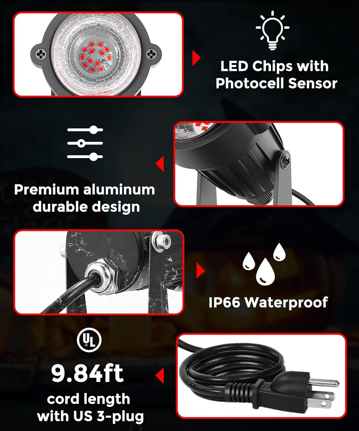 imageLOHAS Landscape Red Green Christmas Spot Lights Outdoor 10W Dusk to Dawn Sensor LED Spotlights for Yard IP66 Waterproof Garden Outside Lights 984ft Cord Red Lawn Decor Lamp4 Pack