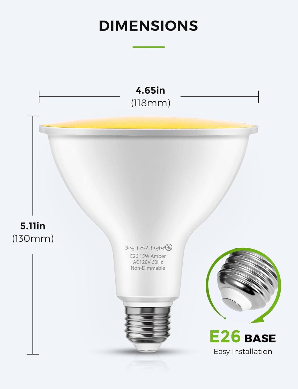 imageLOHAS Yellow Bug Light Bulbs Outdoor 2000K NonAttracting NonDimmable Amber Porch Lights E26 Base for Patio Backyard Party 6 Pack