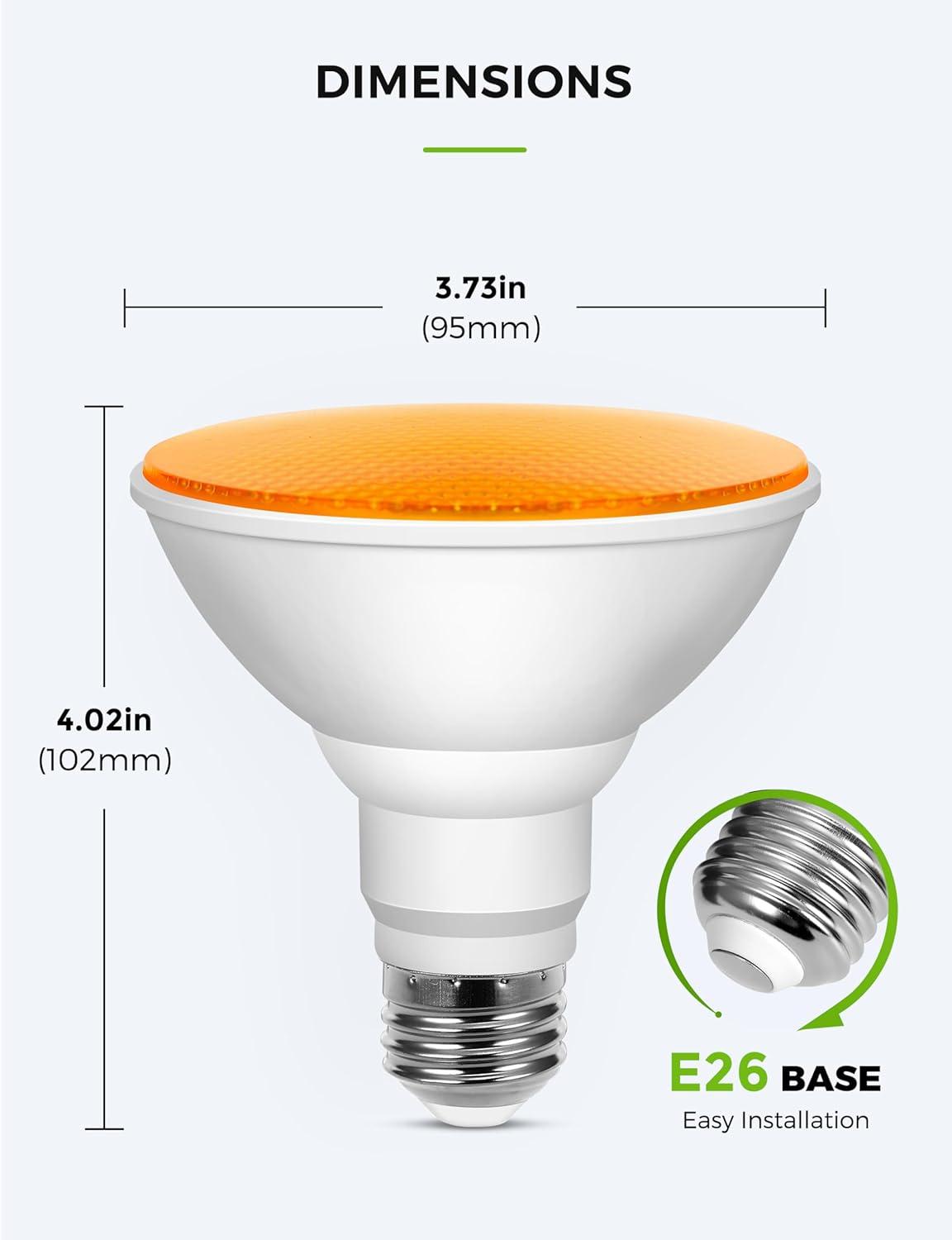 imageLOHAS Yellow Bug Light Bulbs Outdoor LED Flood Light Outside NonDimmable Porch Lights E26 Base for Patio Backyard Party 4 Pack