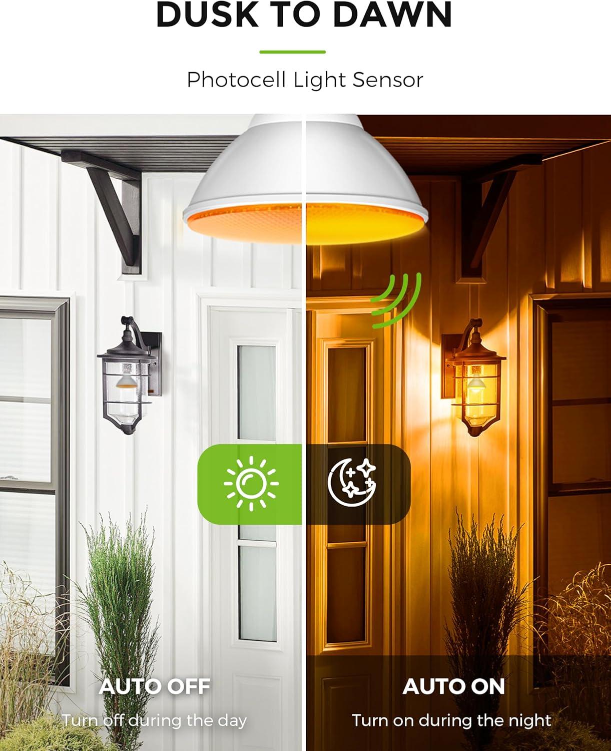 imageLOHAS Yellow Bug Light Bulbs Outdoor LED Flood Light Outside NonDimmable Porch Lights E26 Base for Patio Backyard Party 4 Pack