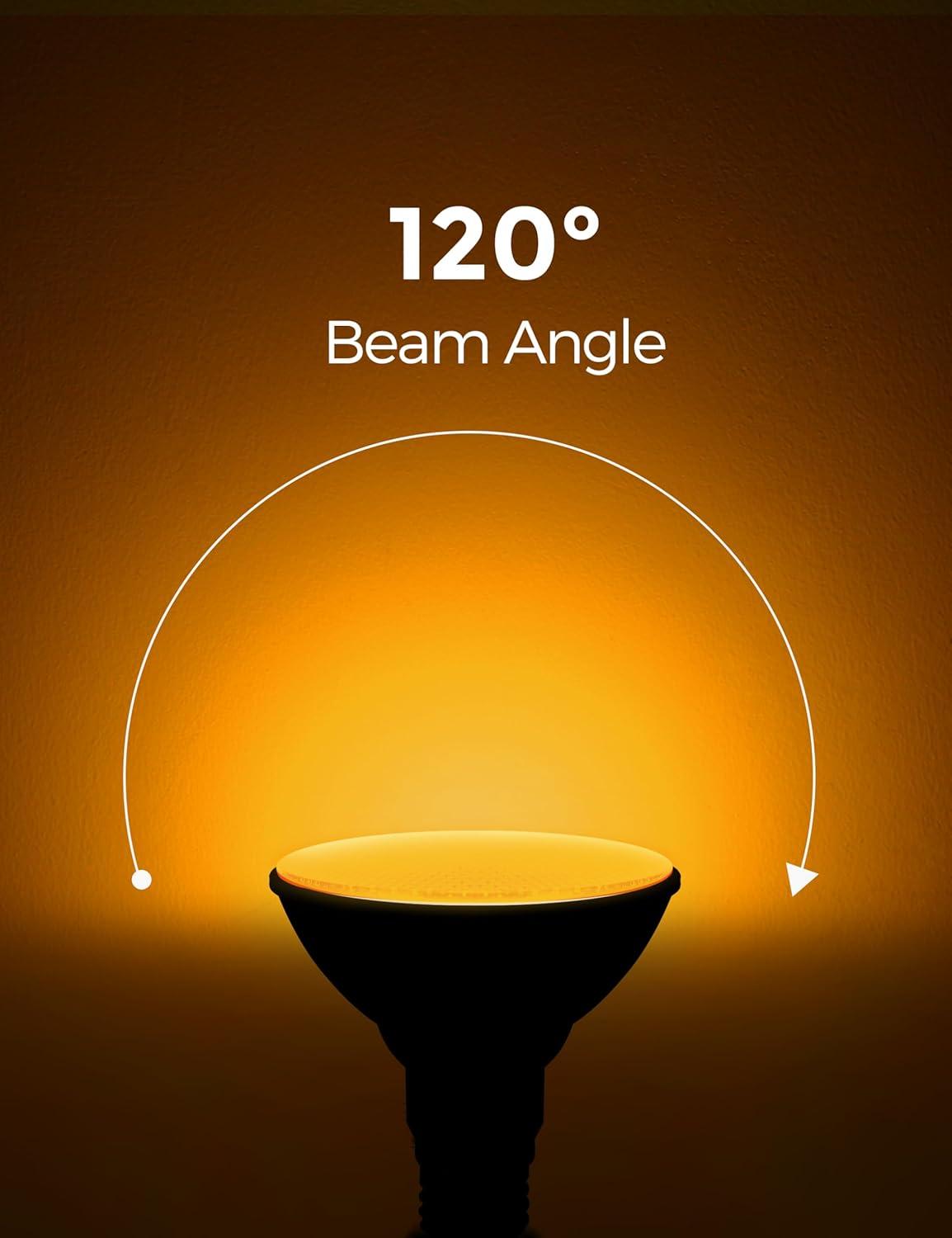 imageLOHAS Yellow Bug Light Bulbs Outdoor LED Flood Light Outside NonDimmable Porch Lights E26 Base for Patio Backyard Party 4 Pack
