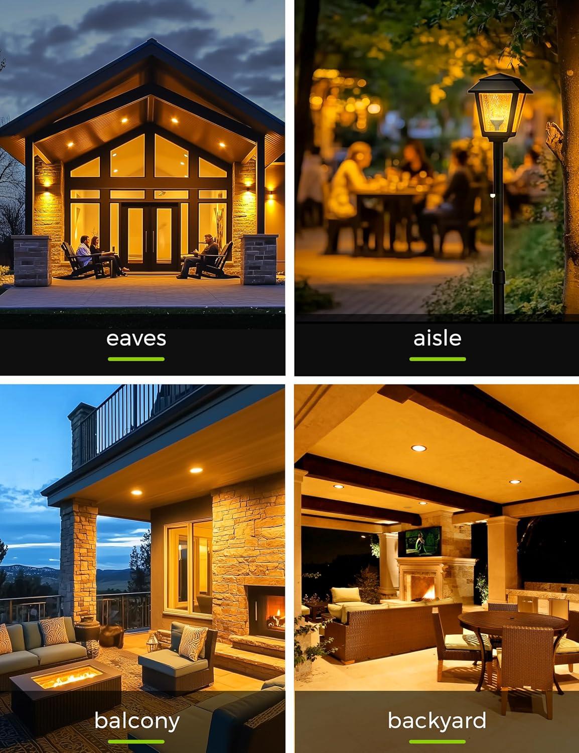 imageLOHAS Yellow Bug Light Bulbs Outdoor LED Flood Light Outside NonDimmable Porch Lights E26 Base for Patio Backyard Party 4 Pack