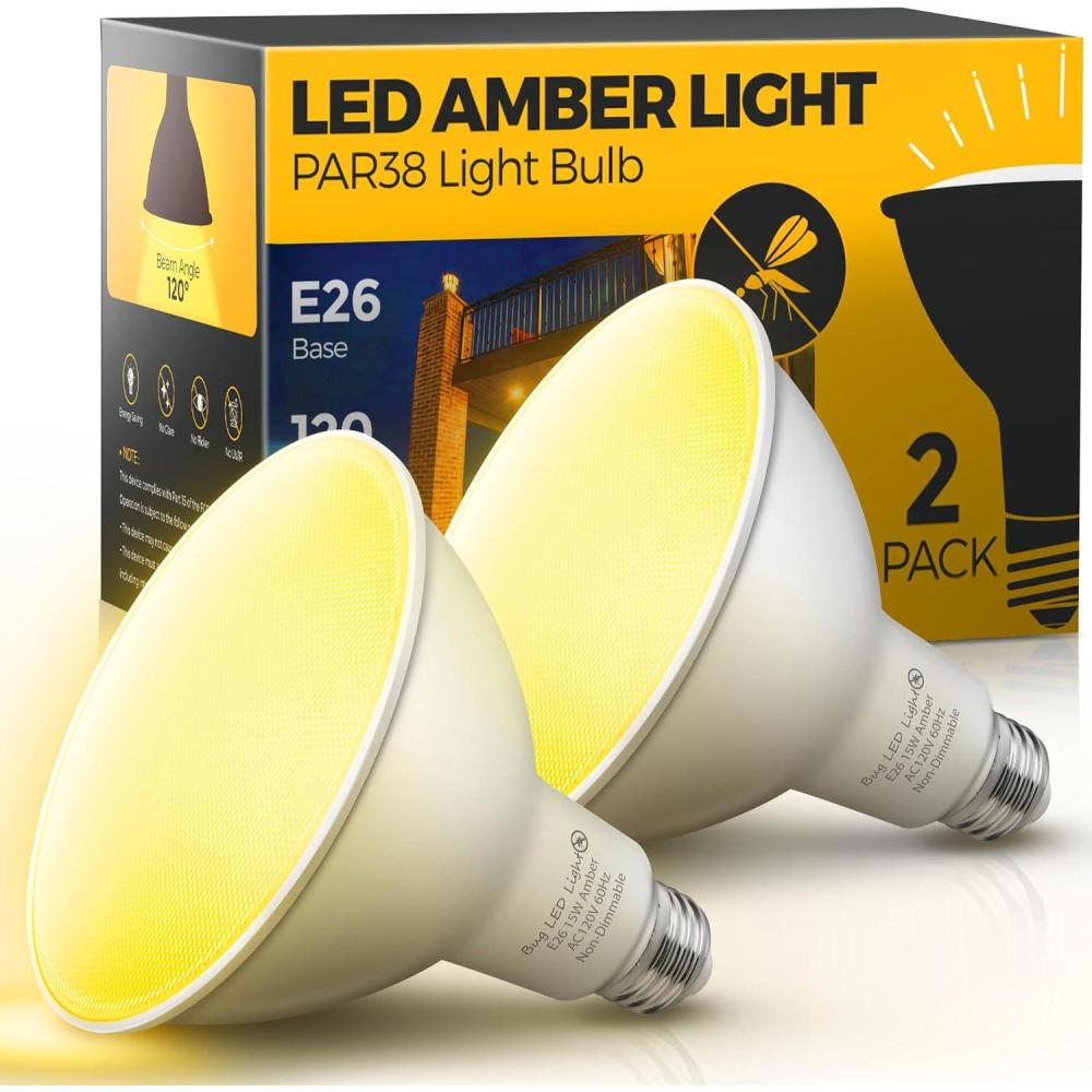 imageLOHAS Yellow Bug Light Bulbs Outdoor 2000K NonAttracting NonDimmable Amber Porch Lights E26 Base for Patio Backyard Party 6 Pack