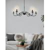 imageL LOHAS LED 6Light Black Farmhouse Chandelier for Dining Room 28quot Vintage Dining Room Light Fixtures Over Table Adjustable Hanging Industrial Candle Chandelier for Bedroom Living Room Entryway E12Black