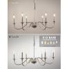 imageL LOHAS LED 6Light Black Farmhouse Chandelier for Dining Room 28quot Vintage Dining Room Light Fixtures Over Table Adjustable Hanging Industrial Candle Chandelier for Bedroom Living Room Entryway E12Nickel