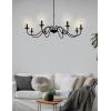 imageL LOHAS LED 6Light Black Farmhouse Chandelier for Dining Room 28quot Vintage Dining Room Light Fixtures Over Table Adjustable Hanging Industrial Candle Chandelier for Bedroom Living Room Entryway E12Black