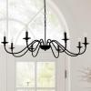 imageL LOHAS LED 6Light Black Farmhouse Chandelier for Dining Room 28quot Vintage Dining Room Light Fixtures Over Table Adjustable Hanging Industrial Candle Chandelier for Bedroom Living Room Entryway E12Black