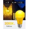 imageLOHAS Dusk to Dawn Bug Light Bulb Outdoor A19 Yellow LED Bug Light Bulbs 9W Auto OnOff Bug Lights for Outside 2000K Amber Porch Light Bulb 60W Equi NonAttracting E26 Base for Backyard 2 PackYellow