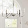 imageL LOHAS LED 6Light Black Farmhouse Chandelier for Dining Room 28quot Vintage Dining Room Light Fixtures Over Table Adjustable Hanging Industrial Candle Chandelier for Bedroom Living Room Entryway E12Nickel