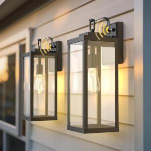 imageL LOHAS LED 2 Pack 16 Inch Large Size Dusk to Dawn Outdoor Light Fixture Matte Black Waterproof AntiRust Porch Lights Ourdoor Exterior Lighting Fixtures for Porch Doorway Garage ETL ListedBlack