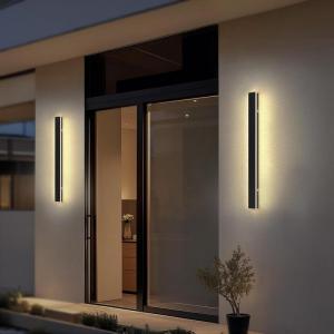 imageL LOHAS LED 2pack Long LED 394inch Modern Outdoor Wall Lights Black Rectangular Outdoor Wall Lights Exterior 3000K Warm White IP65 Waterproof Wall Mount Lighting Fixture for Garage Doorway PorchBlack