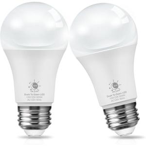 imageL LOHAS LED Dusk to Dawn Light Bulbs E26 Bulb Automatic OnOff Outdoor Light Bulbs Daylight Lightbulbs 12W A19 Led Bulbs 5000K 1100LM 100W Equivalent Lightbulbs Porch Garage Garden Patio 2 Pack