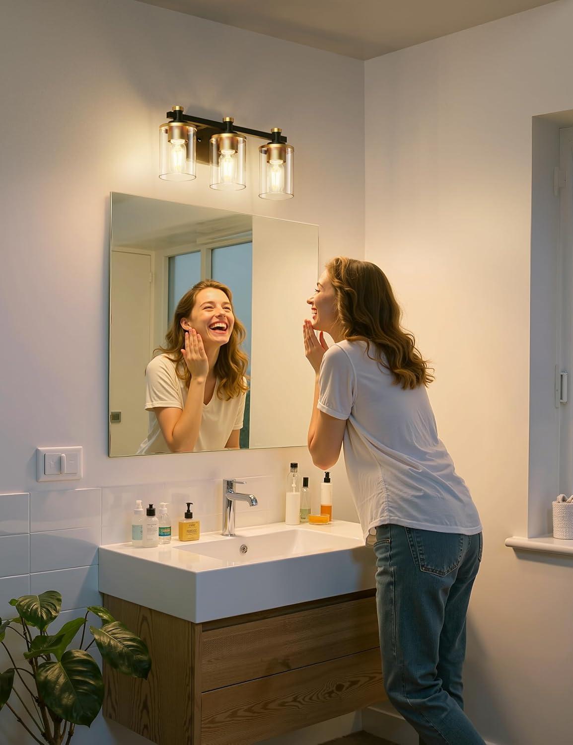 imageL LOHAS LED Large Size Dusk to Dawn Outdoor Light Fixture 3 Light Bathroom Vanity Light