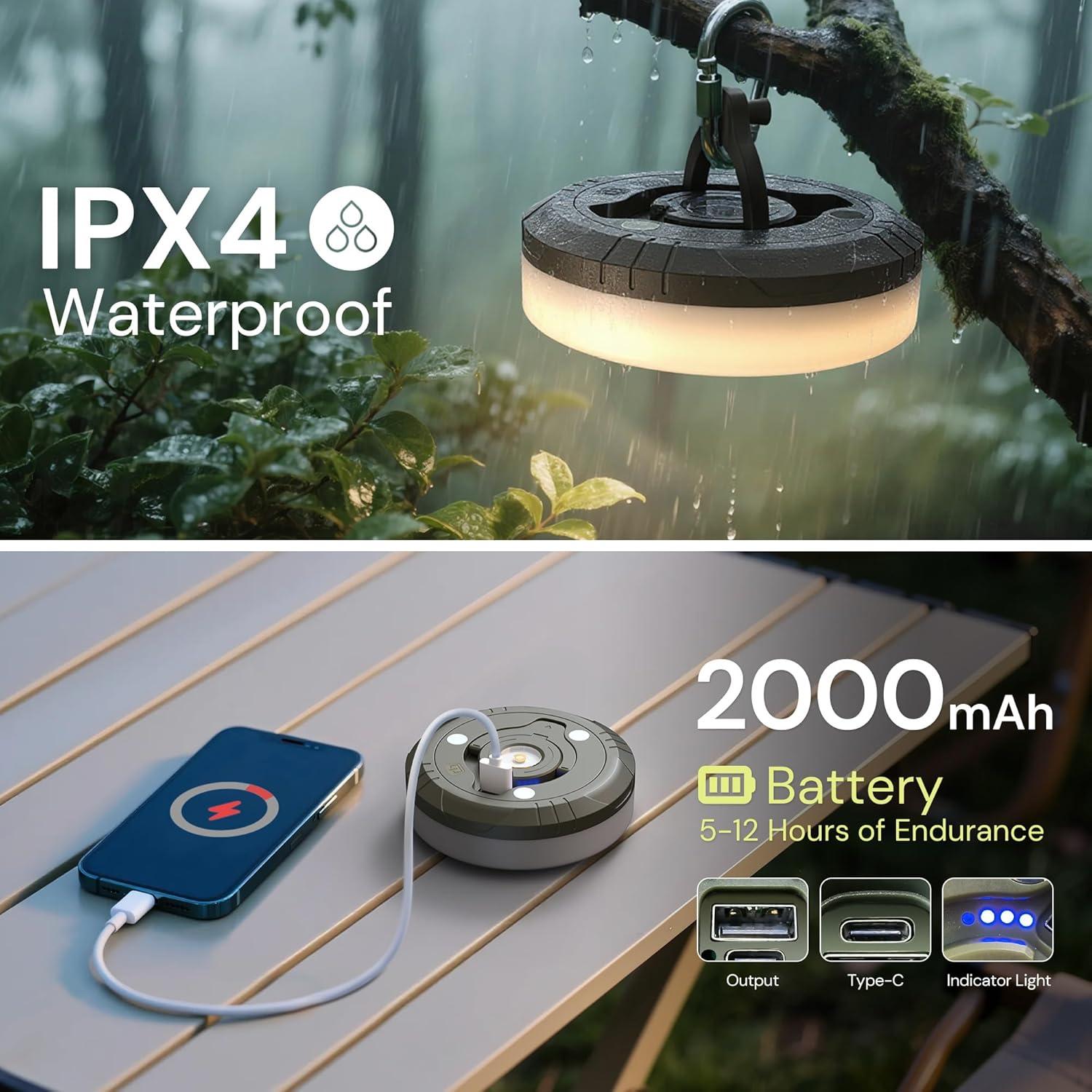 imageL LOHAS LED Upgraded 2 Packs Camping String Lights 4 in 1 Quick Recovery Waterproof Camping Lights 328FT with 8 Modes Camping Essentials for Yard Tent Hiking Patio and Holiday DecorationGreen  RGBW