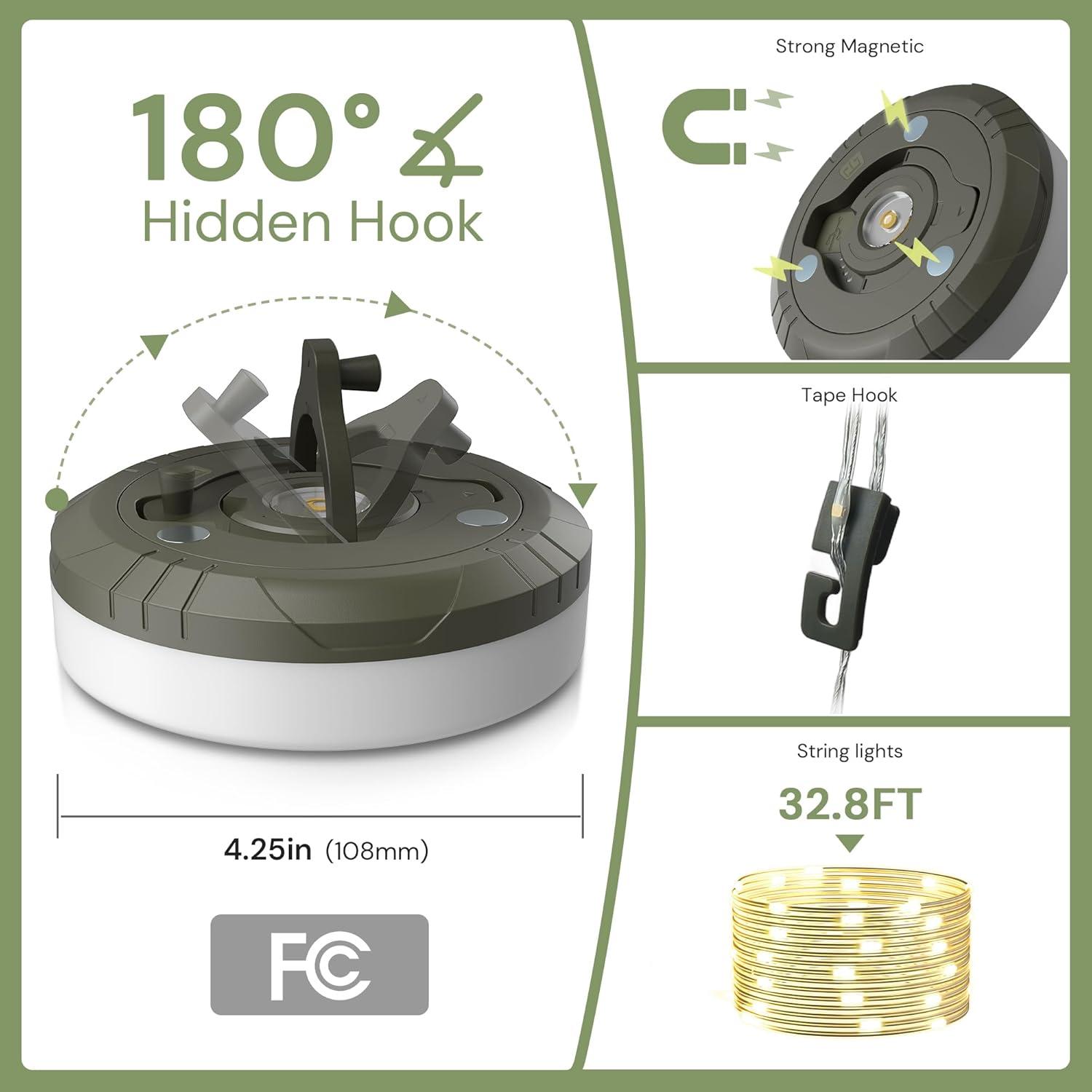 imageL LOHAS LED Upgraded 2 Packs Camping String Lights 4 in 1 Quick Recovery Waterproof Camping Lights 328FT with 8 Modes Camping Essentials for Yard Tent Hiking Patio and Holiday DecorationGreen  RGBW