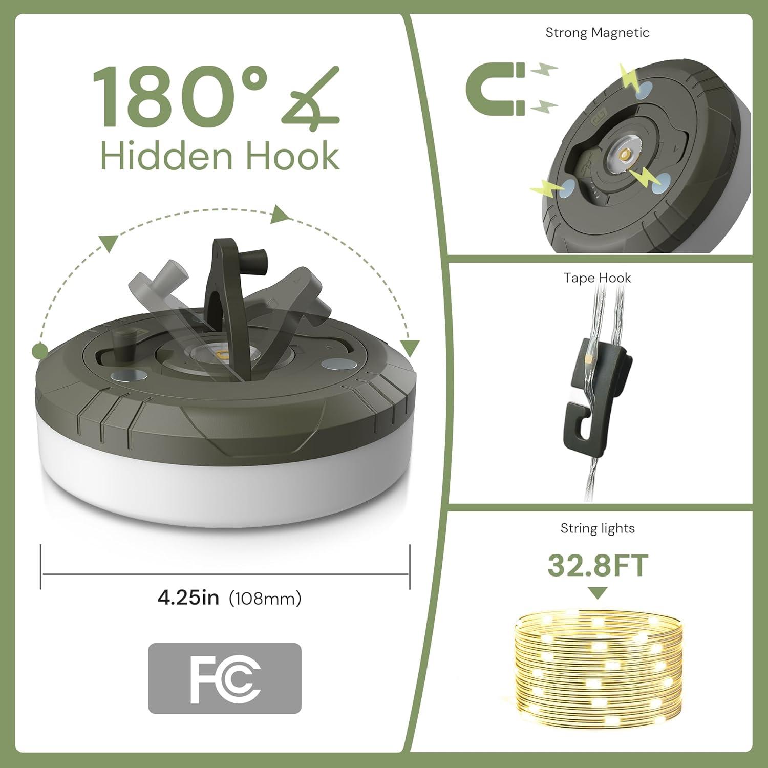 imageL LOHAS LED Upgraded 2 Packs Camping String Lights 4 in 1 Quick Recovery Waterproof Camping Lights 328FT with 8 Modes Camping Essentials for Yard Tent Hiking Patio and Holiday DecorationGreen  Warm