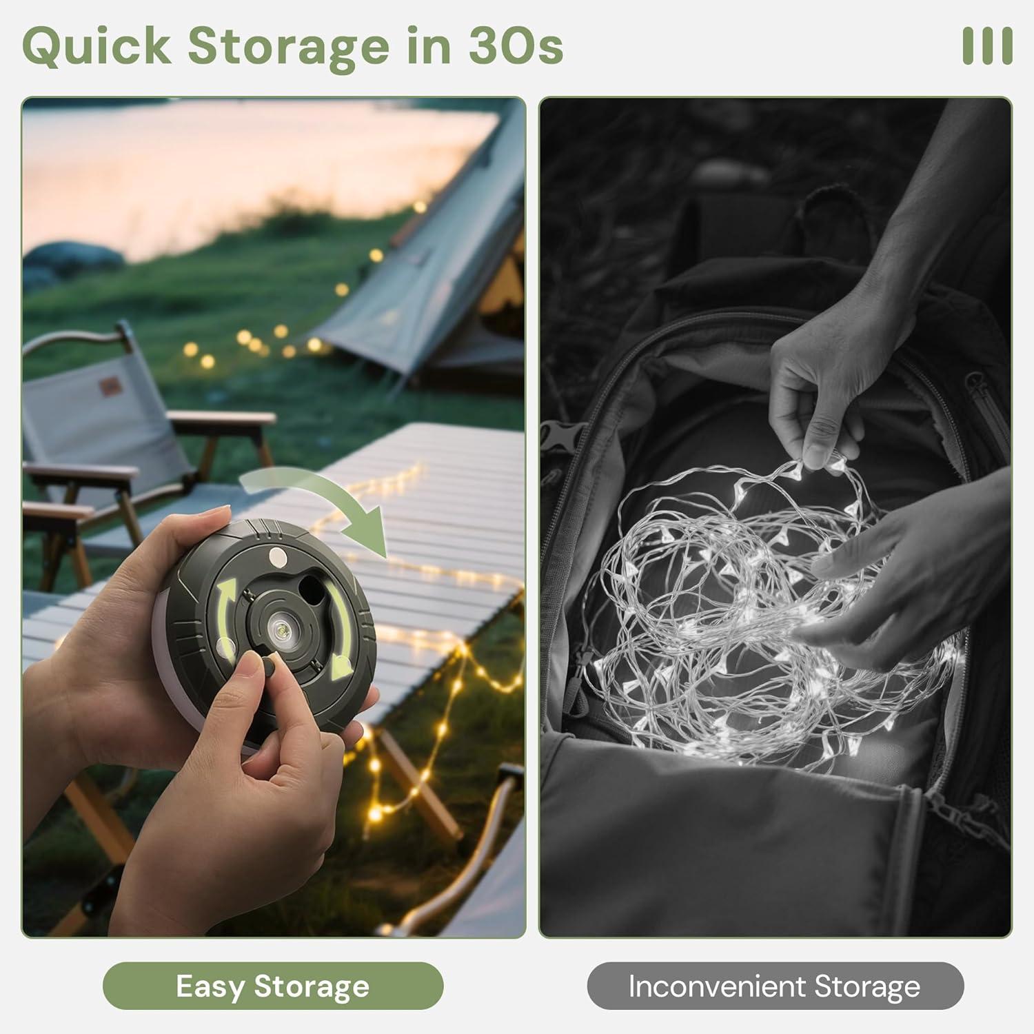 imageL LOHAS LED Upgraded 2 Packs Camping String Lights 4 in 1 Quick Recovery Waterproof Camping Lights 328FT with 8 Modes Camping Essentials for Yard Tent Hiking Patio and Holiday DecorationGreen  Warm