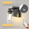 imageL LOHAS LED Dimmable Battery Operated Wall Sconce Set of 2 Rechargeable Wall Light No Wiring Easy Install Wireless Wall Lamp Black Bulb Included for Living Room Bedroom Hallway IndoorBlack