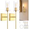 imageL LOHAS LED Dimmable Battery Operated Wall Sconce Set of 2 Rechargeable Wall Light No Wiring Easy Install Wireless Wall Lamp Black Bulb Included for Living Room Bedroom Hallway IndoorGold