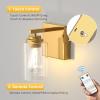 imageL LOHAS LED Dimmable Battery Operated Wall Sconce Set of 2 Rechargeable Wall Light No Wiring Easy Install Wireless Wall Lamp Black Bulb Included for Living Room Bedroom Hallway IndoorGold