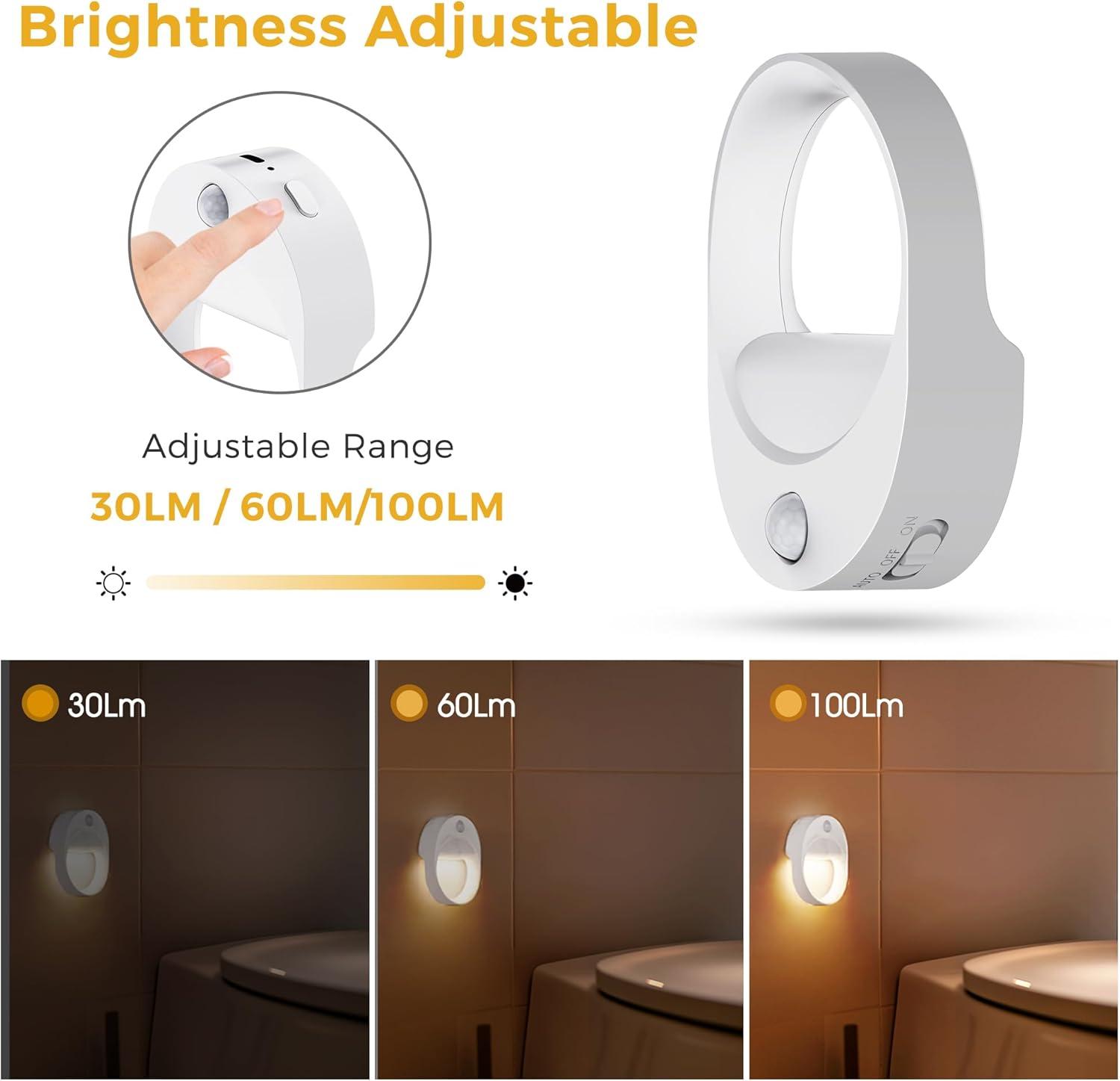 imageL LOHAS LED Motion Sensor Night LightRechargeable Battery Night Light3000K Soft WhiteBrightness Adjustablefor BathroomBedroomKitchenStairsHallway1PACK