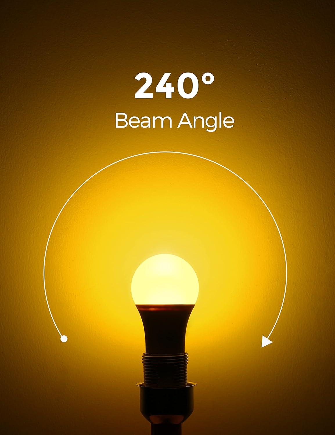 imageL LOHAS LED Red Light Bulbs Outdoor Dusk to Dawn Sensor A19 Porch Lights 40W Equivalent 6W Colored Bulb AutoOnOff E26 Base for Christmas Party Wedding Patio Backyard  4 PackAmber