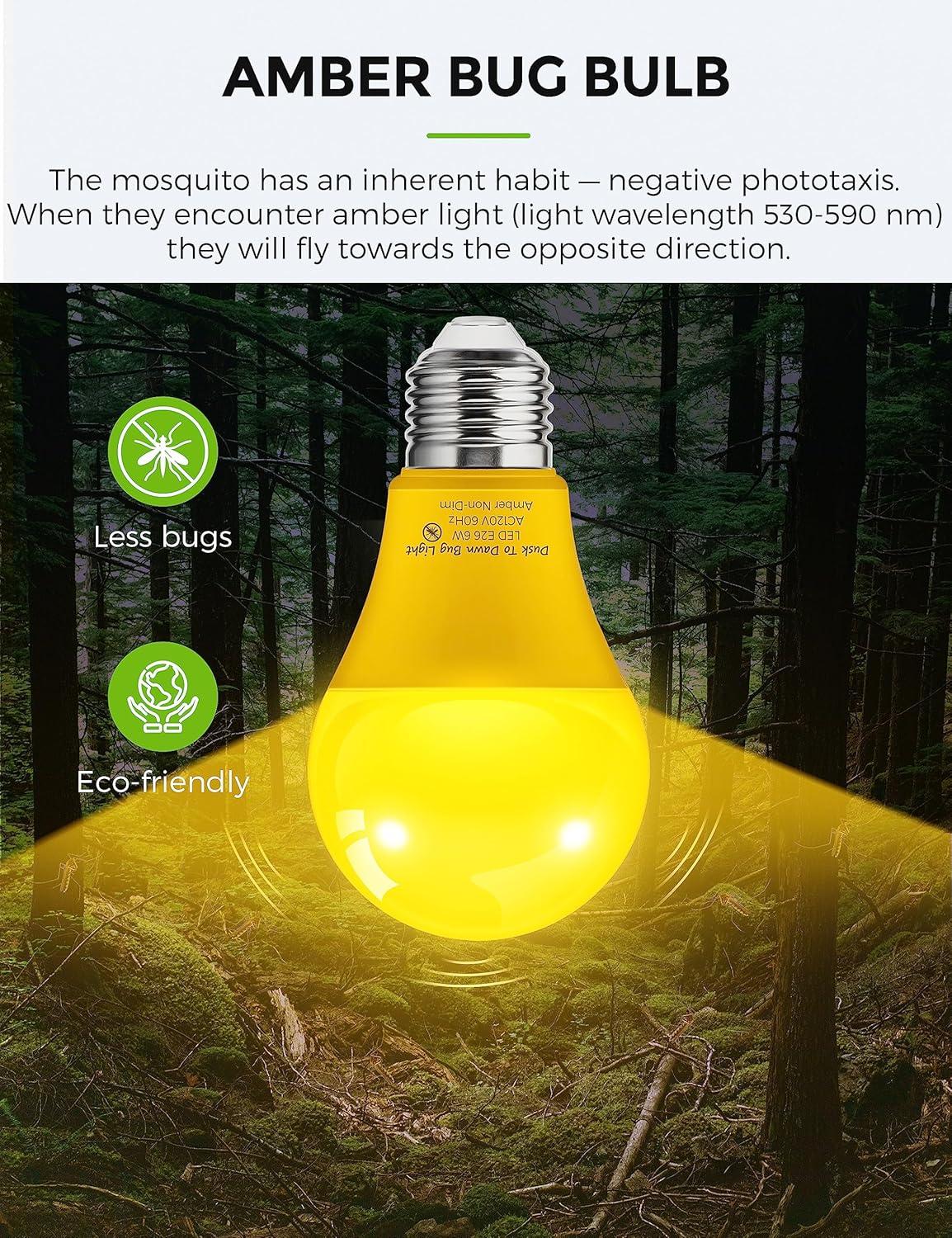 imageL LOHAS LED Red Light Bulbs Outdoor Dusk to Dawn Sensor A19 Porch Lights 40W Equivalent 6W Colored Bulb AutoOnOff E26 Base for Christmas Party Wedding Patio Backyard  4 PackAmber