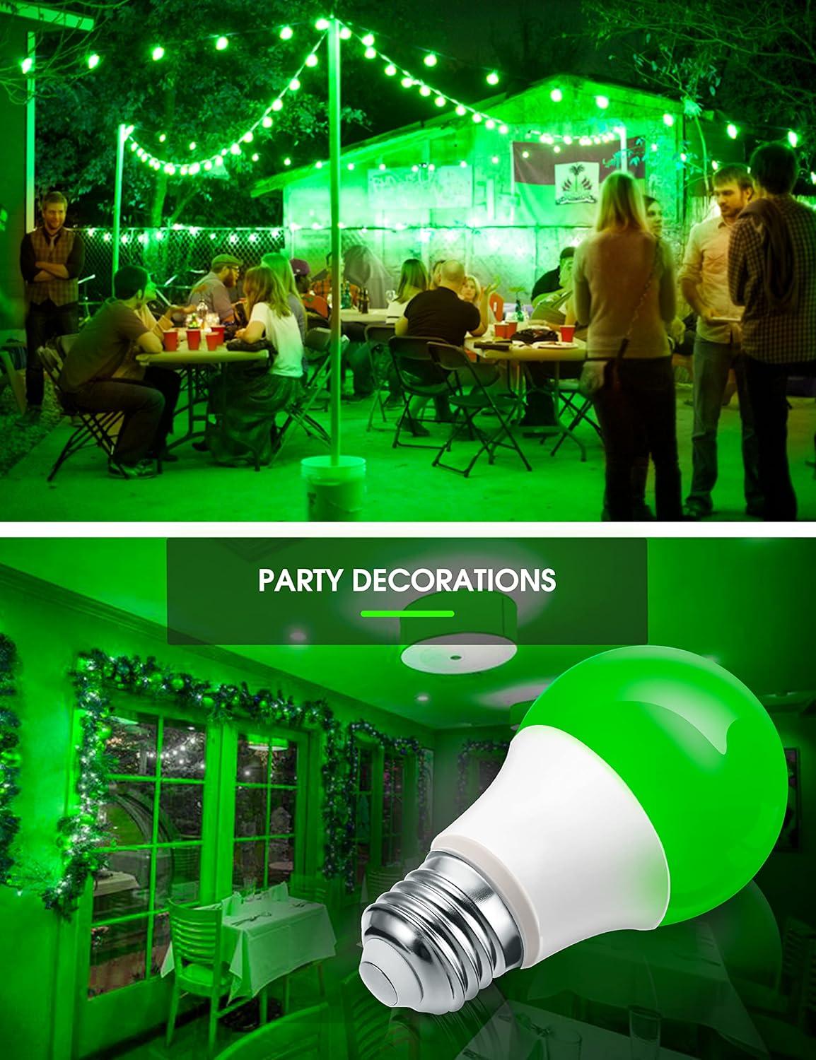 imageL LOHAS LED Red Light Bulbs Outdoor Dusk to Dawn Sensor A19 Porch Lights 40W Equivalent 6W Colored Bulb AutoOnOff E26 Base for Christmas Party Wedding Patio Backyard  4 PackGreen