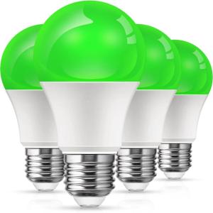 imageL LOHAS LED Red Light Bulbs Outdoor Dusk to Dawn Sensor A19 Porch Lights 40W Equivalent 6W Colored Bulb AutoOnOff E26 Base for Christmas Party Wedding Patio Backyard  4 PackGreen