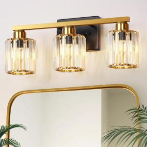 imageL LOHAS LED Crystal Bathroom Light Fixtures3Light Bathroom Lighting Fixtures Over Mirror with Polished Gold FinishModern Vanity Lights for Bathroom Hallway Bedroom