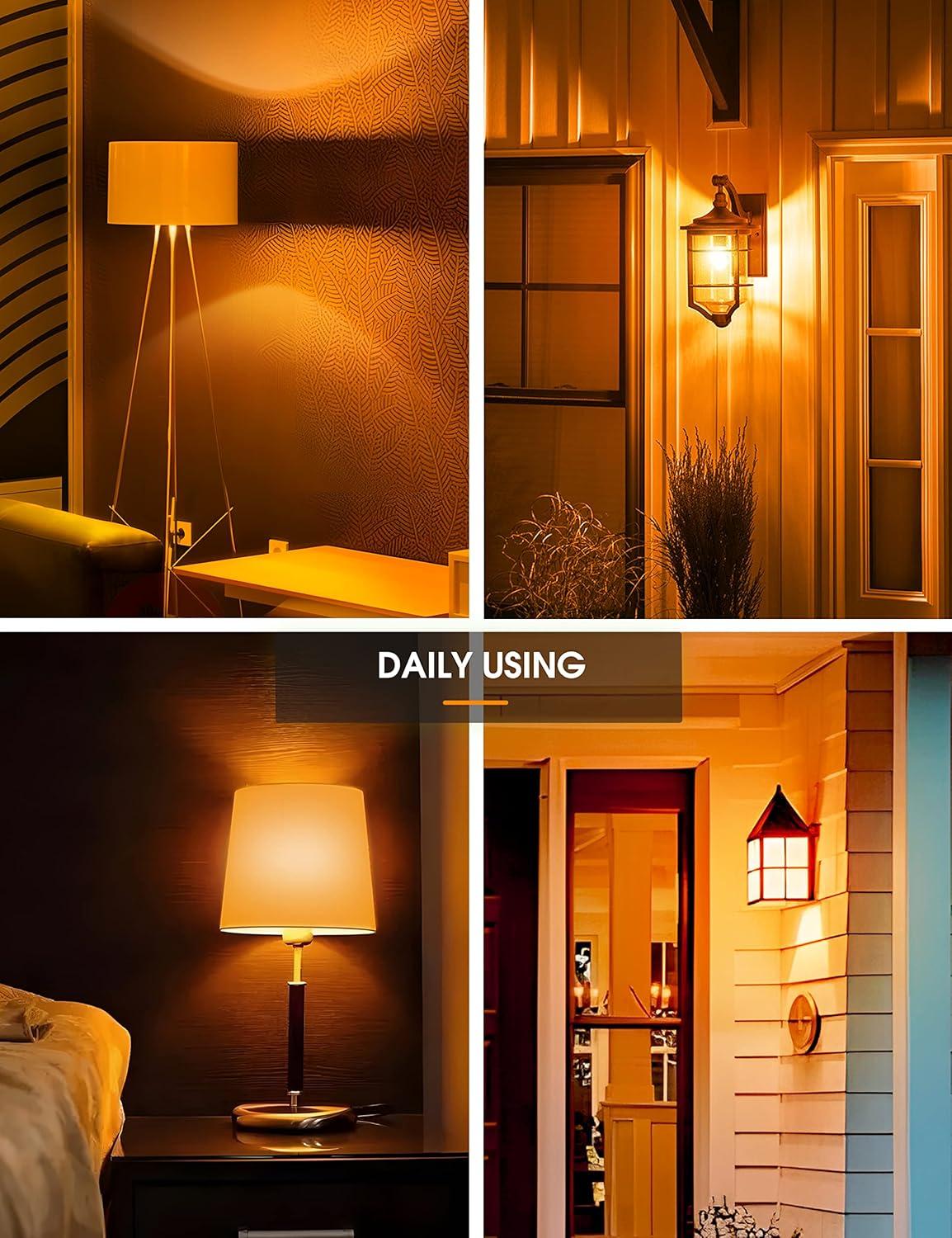 imageL LOHAS LED Light Bulbs Sleep Aid Amber Light Bulb A19 9W60 Watt Equivalent Blue Light Blocking E26 Dimmable Light Bulbs 3 Color Temperature 1800K3000K5000K 2 PackOrange