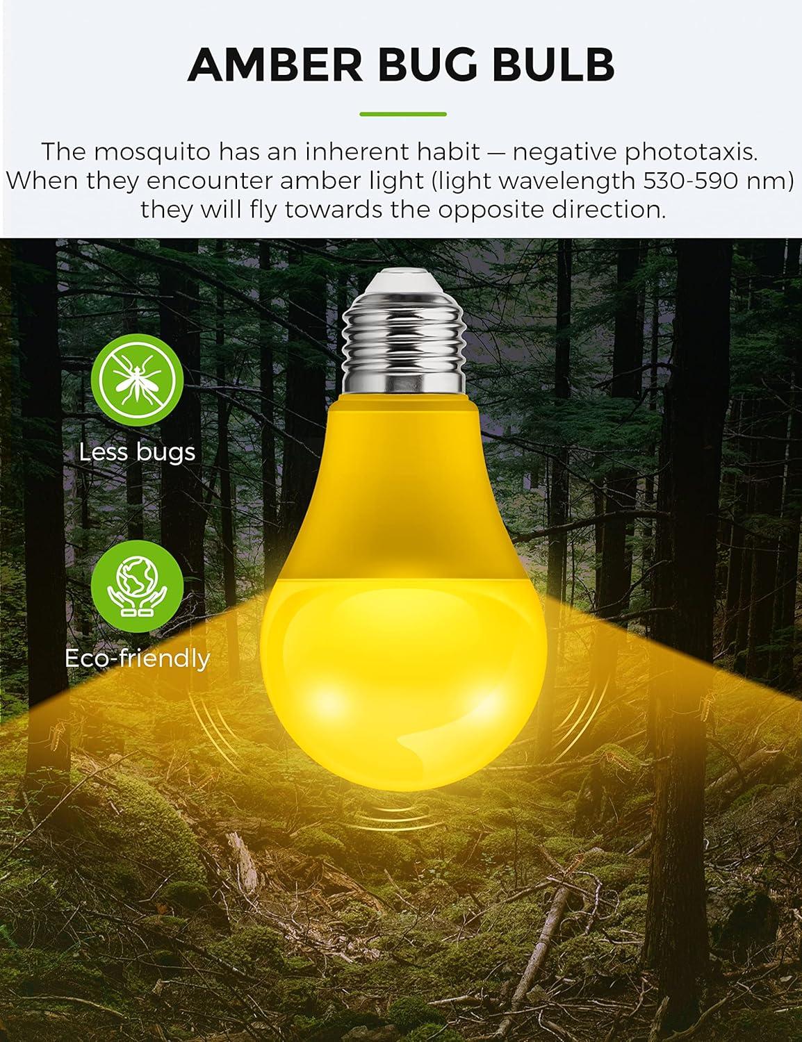 imageL LOHAS LED Light Bulbs Sleep Aid Amber Light Bulb A19 9W60 Watt Equivalent Blue Light Blocking E26 Dimmable Light Bulbs 3 Color Temperature 1800K3000K5000K 2 PackYellow