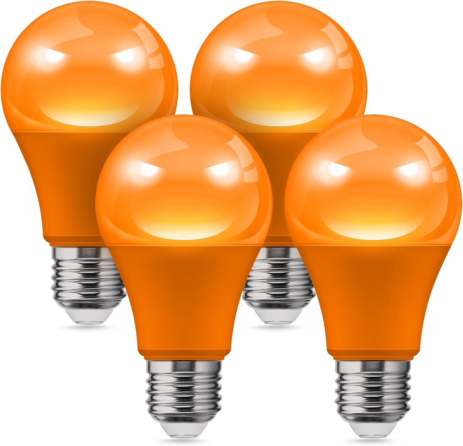imageL LOHAS LED Light Bulbs Sleep Aid Amber Light Bulb A19 9W60 Watt Equivalent Blue Light Blocking E26 Dimmable Light Bulbs 3 Color Temperature 1800K3000K5000K 2 PackOrange