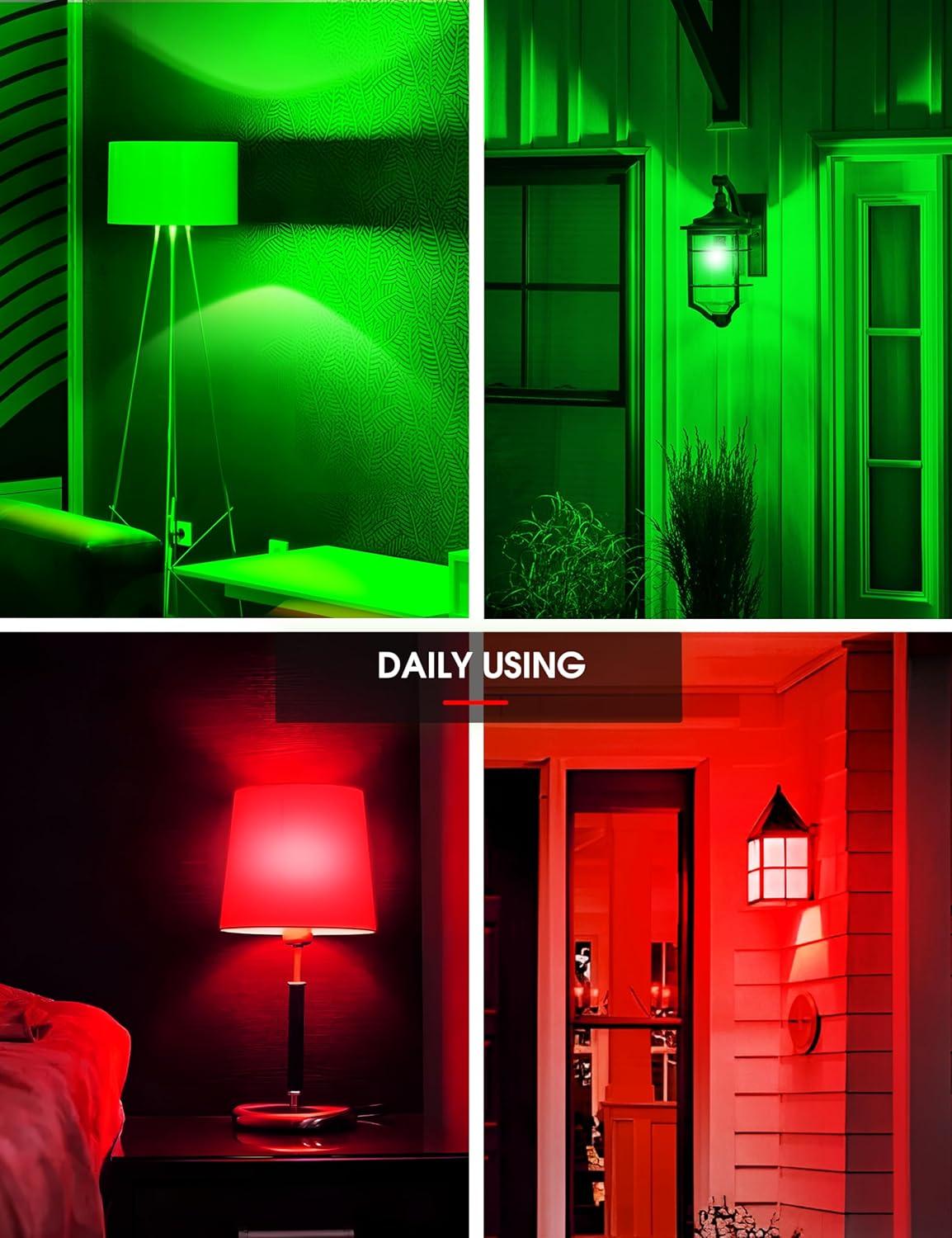 imageL LOHAS LED Light Bulbs Sleep Aid Amber Light Bulb A19 9W60 Watt Equivalent Blue Light Blocking E26 Dimmable Light Bulbs 3 Color Temperature 1800K3000K5000K 2 PackRedgreen