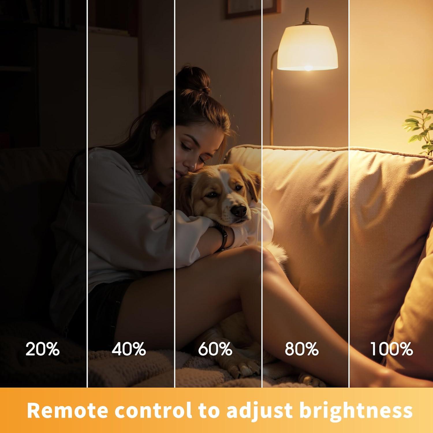 imageL LOHAS LED Light Bulbs Sleep Aid Amber Light Bulb A19 9W60 Watt Equivalent Blue Light Blocking E26 Dimmable Light Bulbs 3 Color Temperature 1800K3000K5000K 2 Pack3cct  Remote Control