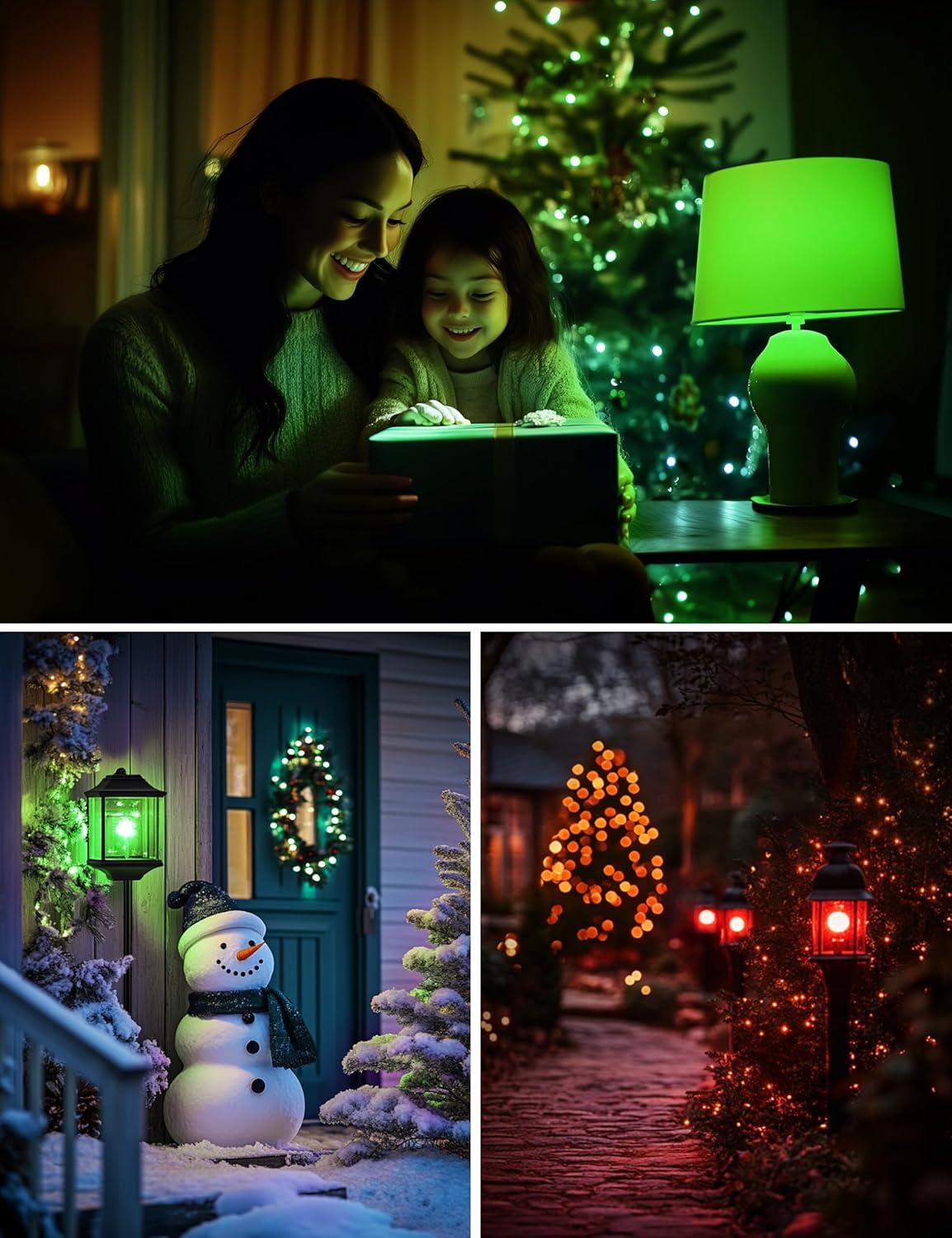 imageL LOHAS LED Light Bulbs Sleep Aid Amber Light Bulb A19 9W60 Watt Equivalent Blue Light Blocking E26 Dimmable Light Bulbs 3 Color Temperature 1800K3000K5000K 2 PackRedgreen
