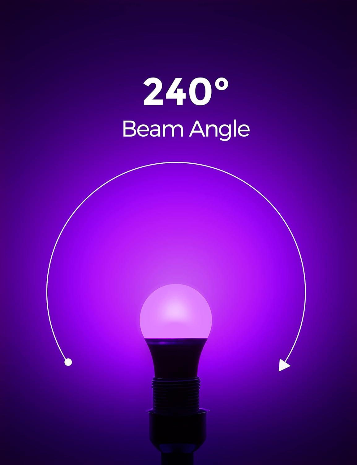 imageL LOHAS LED Light Bulbs Sleep Aid Amber Light Bulb A19 9W60 Watt Equivalent Blue Light Blocking E26 Dimmable Light Bulbs 3 Color Temperature 1800K3000K5000K 2 PackPurple