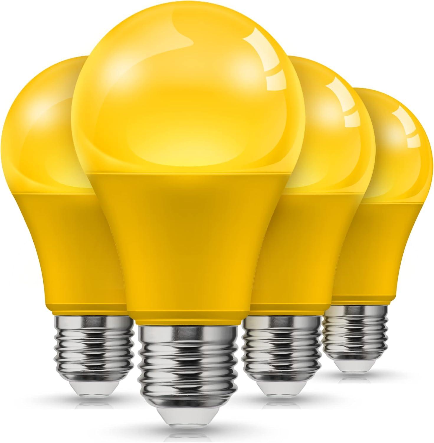 imageL LOHAS LED Light Bulbs Sleep Aid Amber Light Bulb A19 9W60 Watt Equivalent Blue Light Blocking E26 Dimmable Light Bulbs 3 Color Temperature 1800K3000K5000K 2 PackYellow