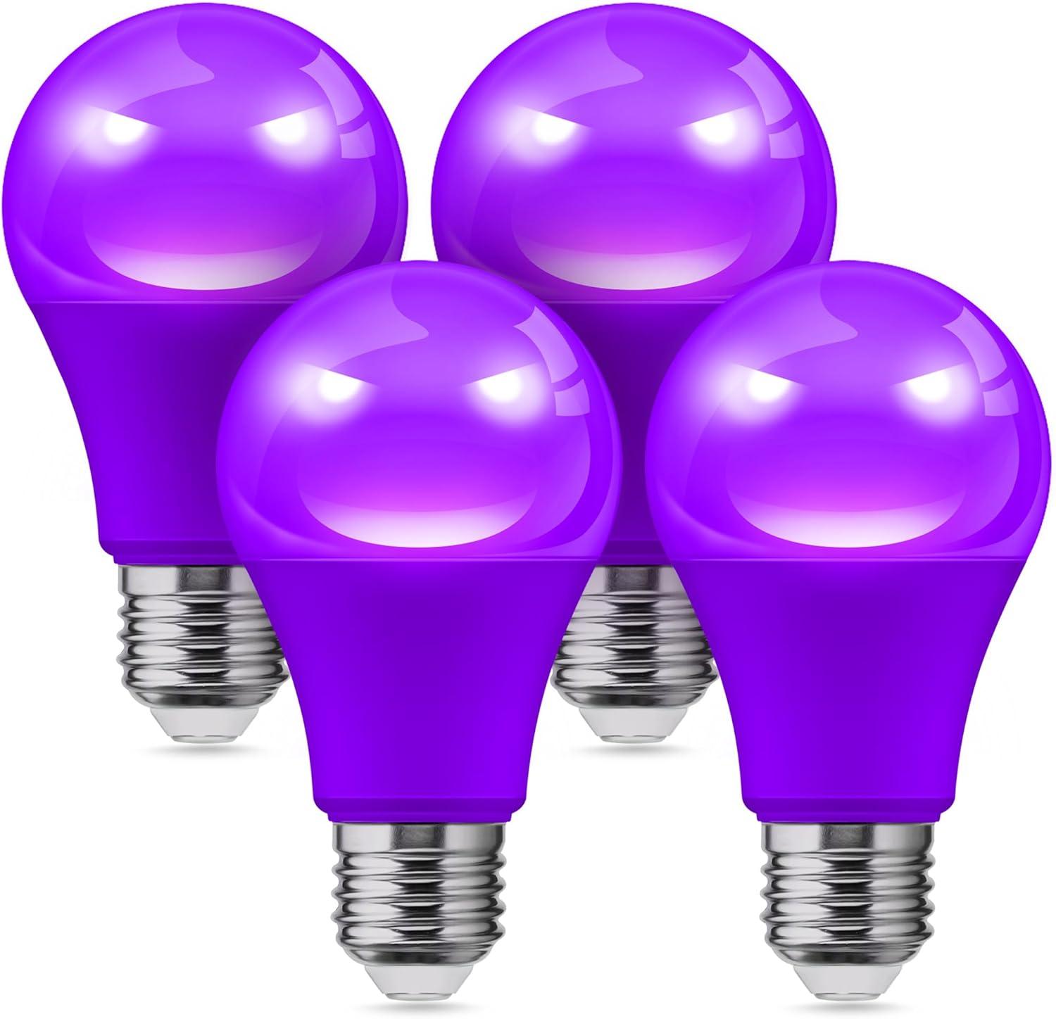 imageL LOHAS LED Light Bulbs Sleep Aid Amber Light Bulb A19 9W60 Watt Equivalent Blue Light Blocking E26 Dimmable Light Bulbs 3 Color Temperature 1800K3000K5000K 2 PackPurple