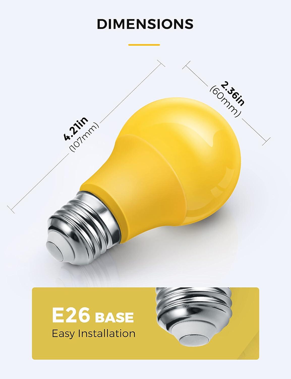 imageL LOHAS LED Light Bulbs Sleep Aid Amber Light Bulb A19 9W60 Watt Equivalent Blue Light Blocking E26 Dimmable Light Bulbs 3 Color Temperature 1800K3000K5000K 2 PackYellow