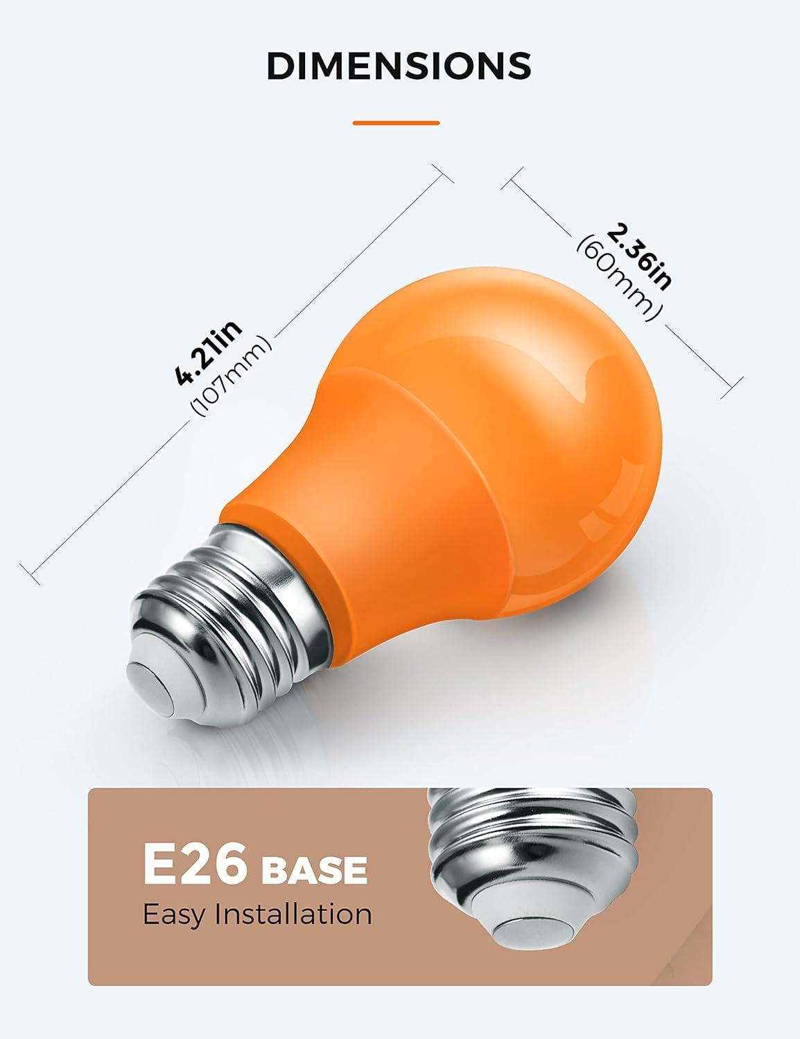 imageL LOHAS LED Light Bulbs Sleep Aid Amber Light Bulb A19 9W60 Watt Equivalent Blue Light Blocking E26 Dimmable Light Bulbs 3 Color Temperature 1800K3000K5000K 2 PackPurpleorange