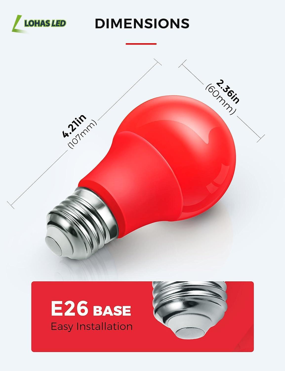 imageL LOHAS LED Light Bulbs Sleep Aid Amber Light Bulb A19 9W60 Watt Equivalent Blue Light Blocking E26 Dimmable Light Bulbs 3 Color Temperature 1800K3000K5000K 2 PackRed